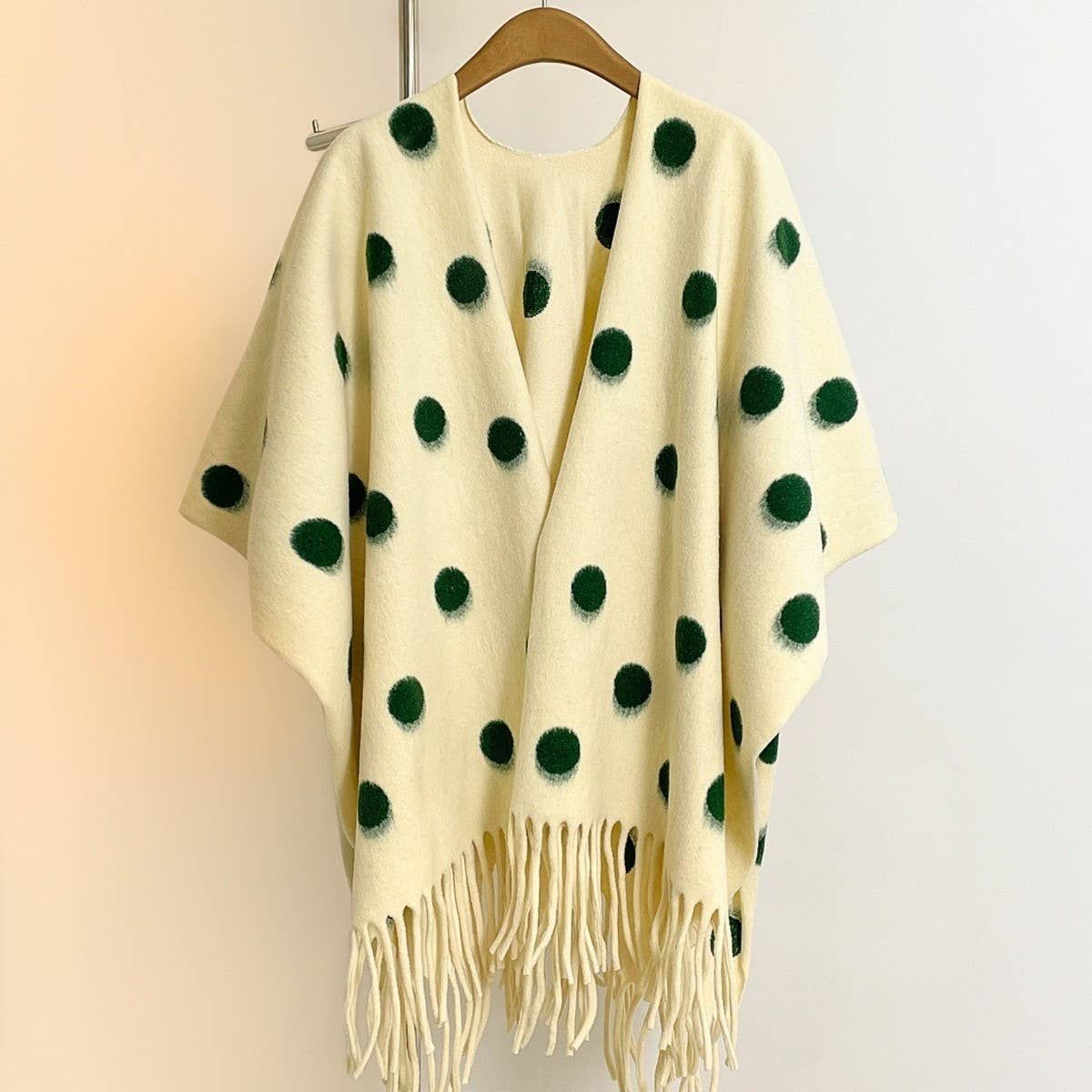 ACCITY - Wholesale Poncho - Women's - Polka Dot Tassel Shawl Women Vintage WinterCape_CWOCASL000922