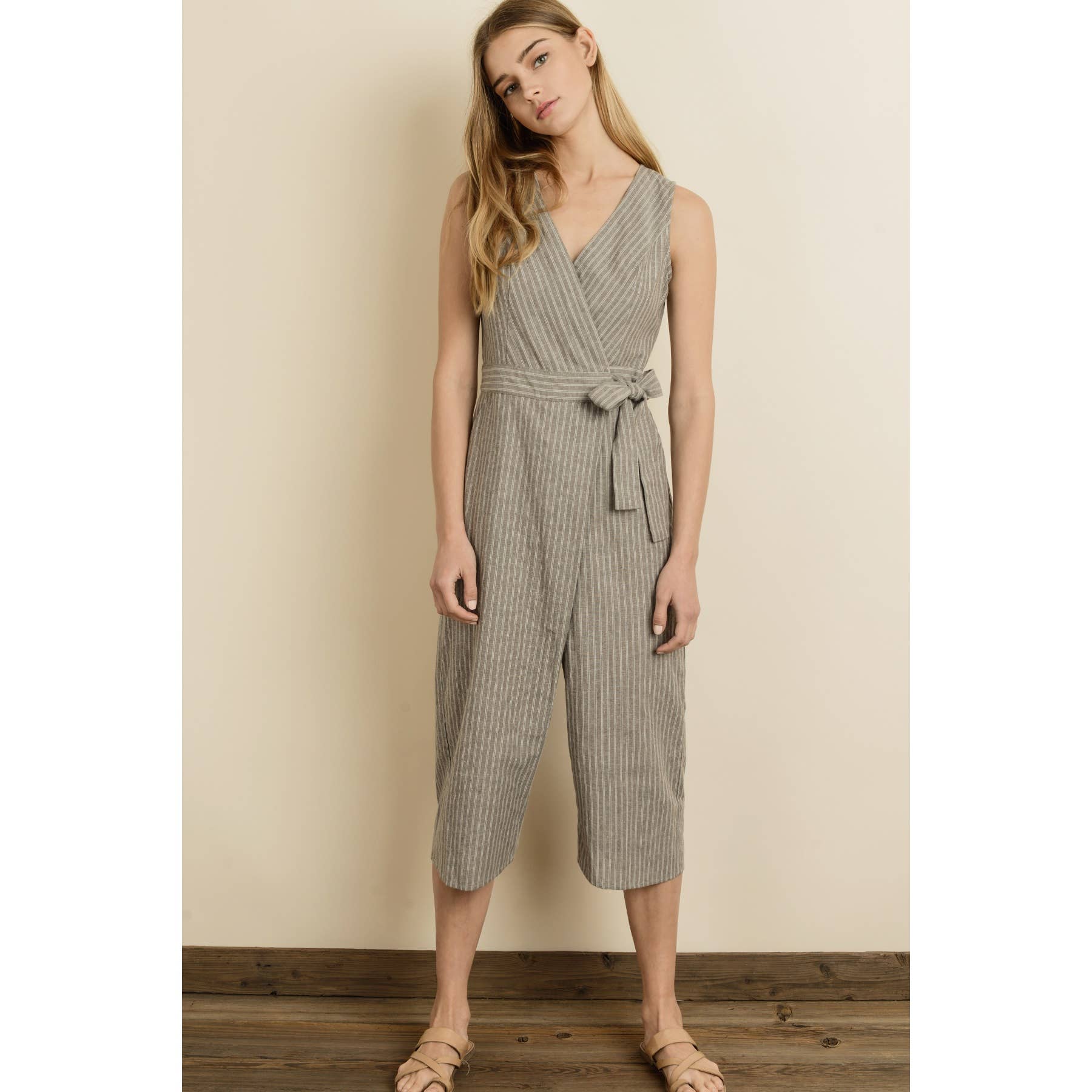 Dress Forum - Wholesale Jumpsuit - Women's - FP3198 Double-Stripe Surplice Cropped Jumpsuit1