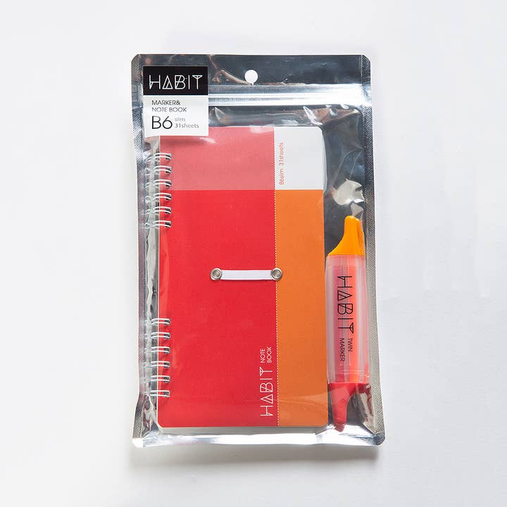 MacPherson's - Wholesale Notebook - Nakabayashi Habit Marker Notebook Set, B6, Slim Red