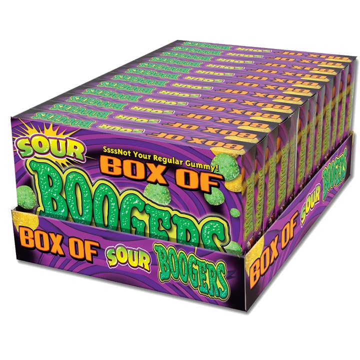 Box of Sour Boogers, Gross Gummy Candy, 3.25oz Box 12ct for wholesale by Grandpa Joe's Candy Shop