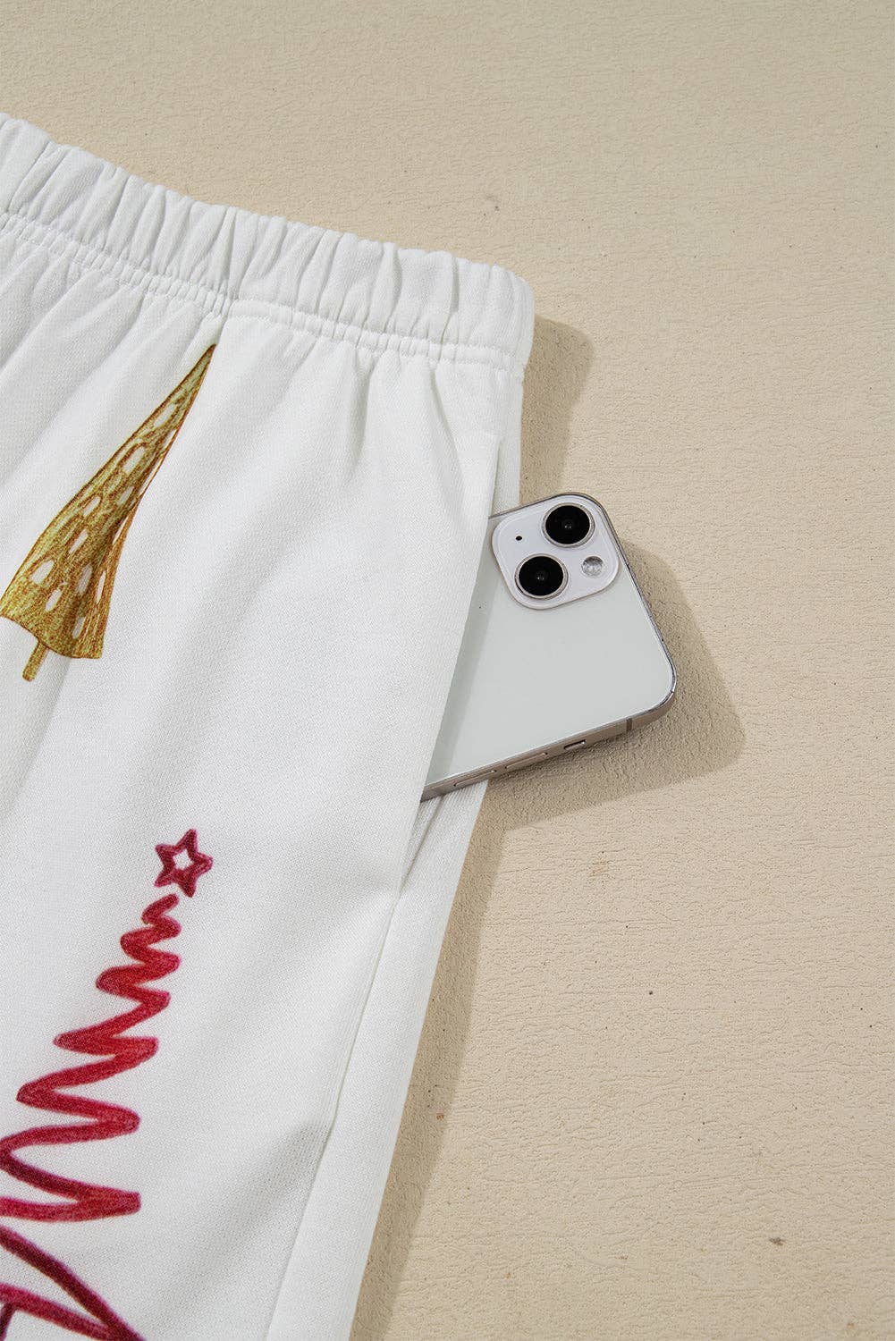 White Stripe Multi Christmas Tree Long Sleeve Top and Shorts 2pcs Lounge Set for wholesale on Faire12