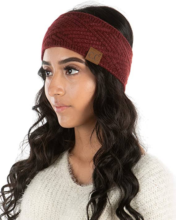 Funky Junque – Bandana - Mulher por atacado – Headwrap listrado diagonalmente (Borgonha)2