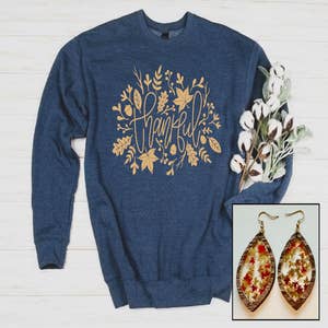Fall Leaf Embroidered Crewneck Sweatshirt (CLOSEOUT)