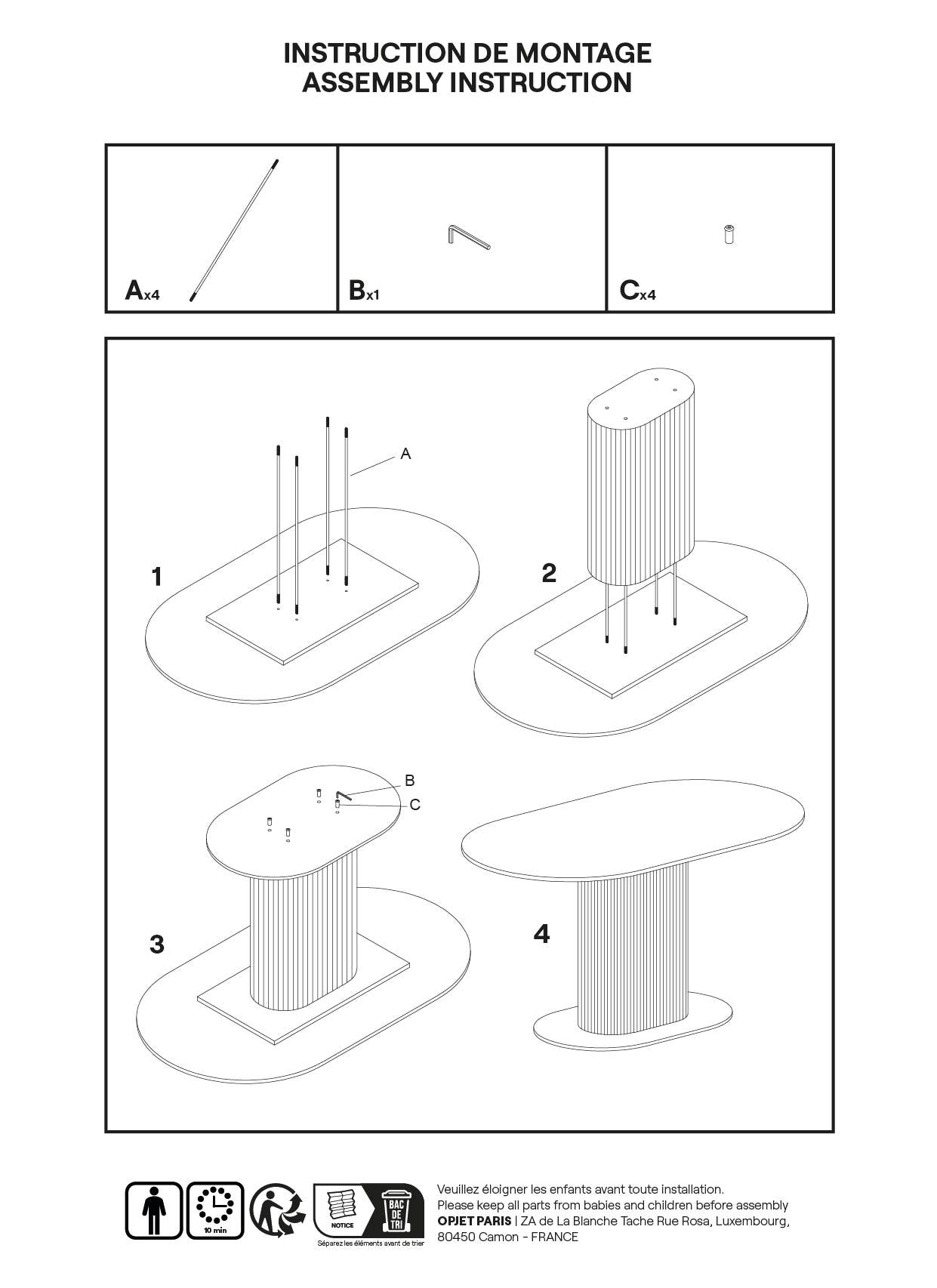 Opjet Paris – wholesale Side table – Oval dining table natura L160 W80 H76cm3