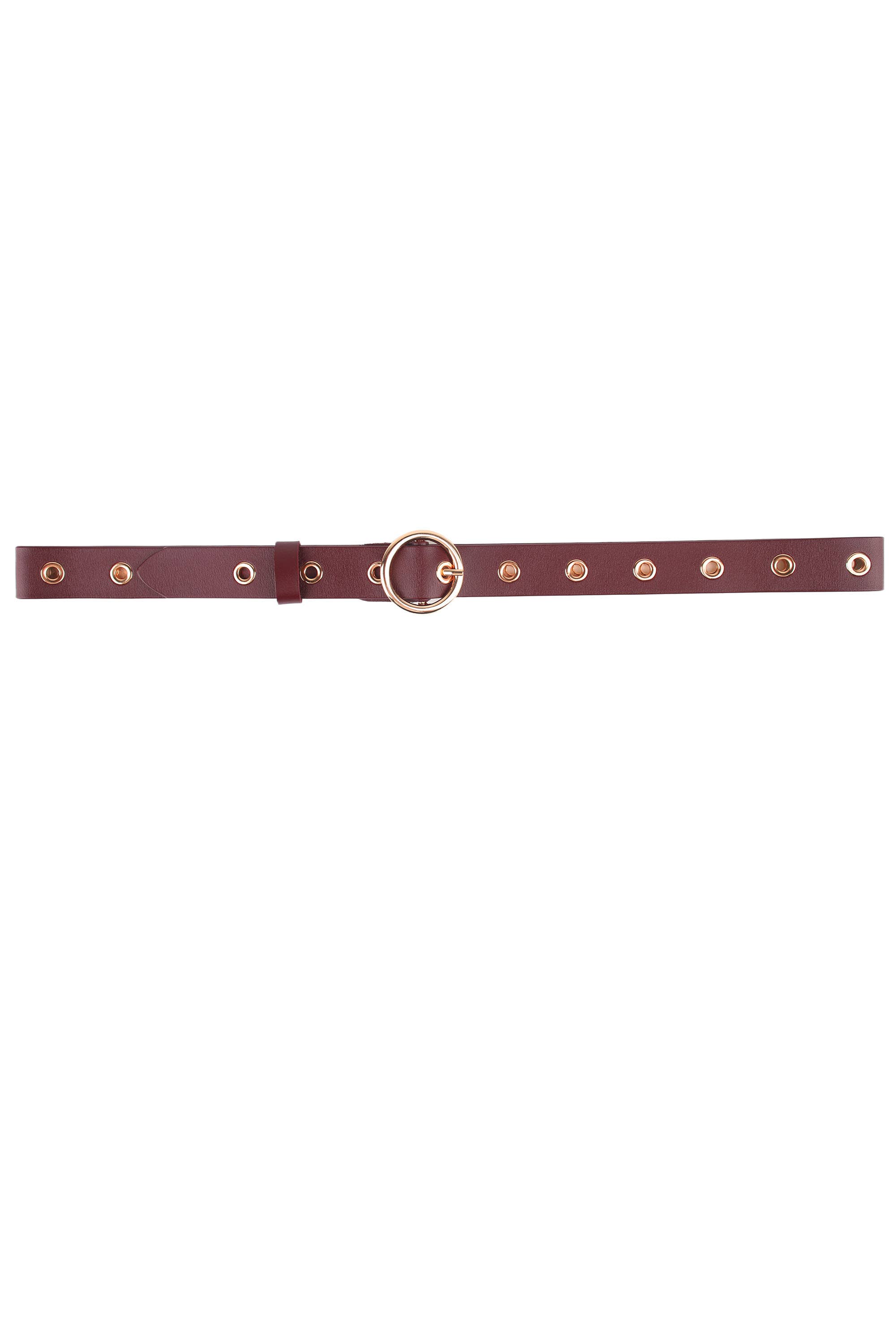 PHANIE MODE - Wholesale Belt - Women's - Round buckle leather belt with eyelets C-63413