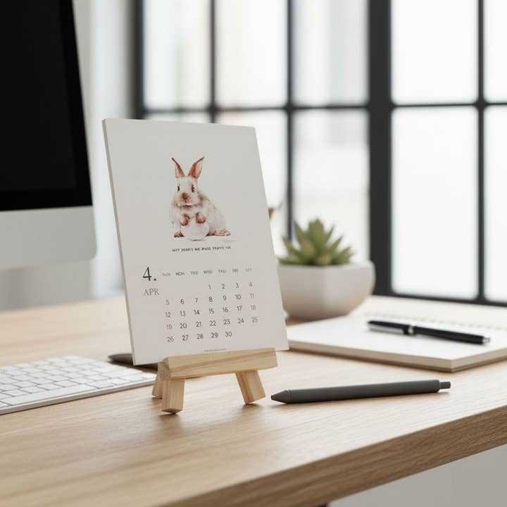 Todo Bien Design Inc - Wholesale Calendar - 2026 Animal Desk Calendar – Watercolor Animal with Easel2