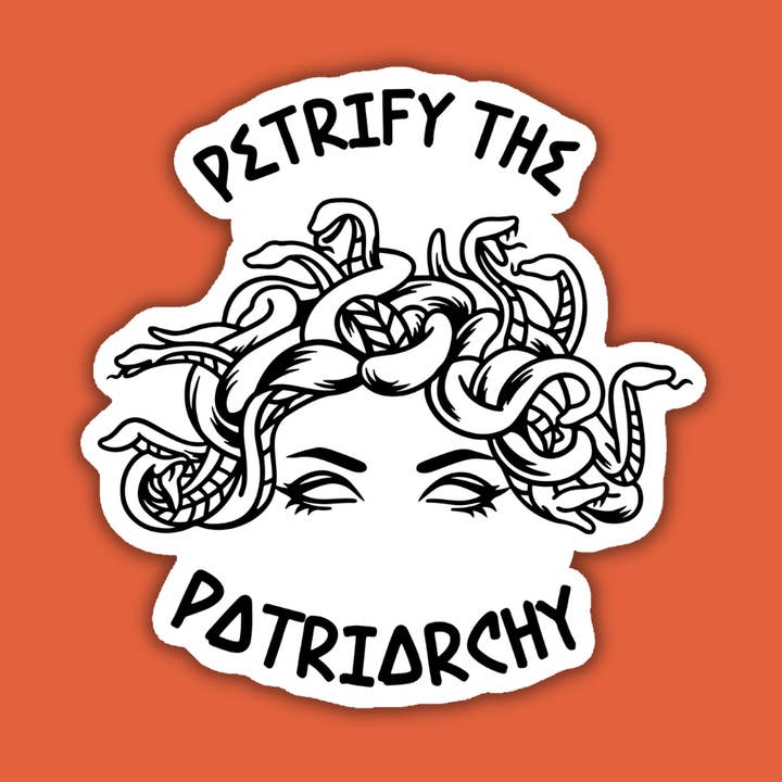 Petrify the Patriarchy Feminist Medusa Sticker for wholesale by Indigo Maiden