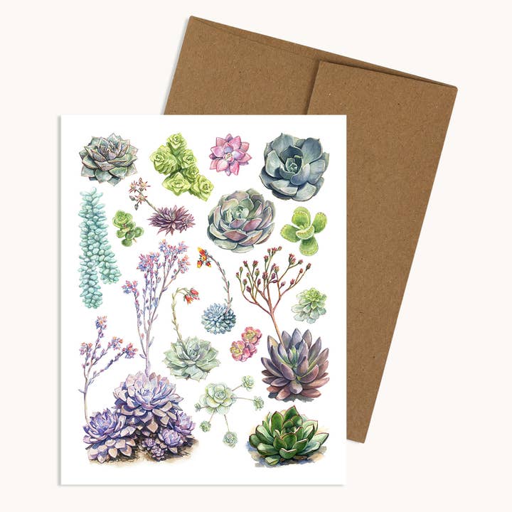 Succulents Notecard for wholesale by Aaron Apsley Artwork
