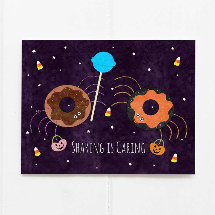 Sharing is Caring Spider Donut Card for wholesale by Ruthie Romero Illustration