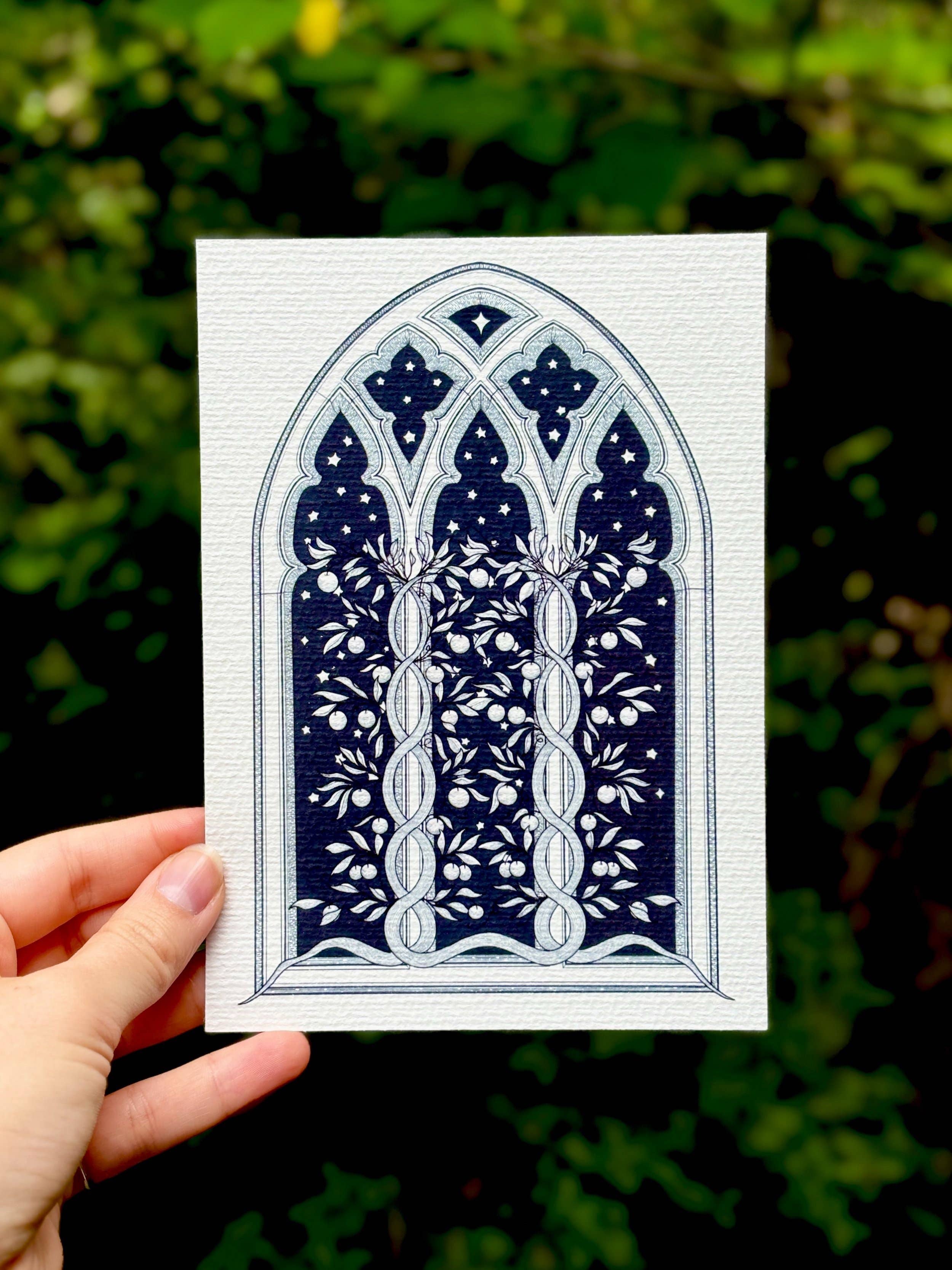 Petrichor & Co. - Wholesale Art Print - Gothic Castle Window Art Print – 5x7 Medieval Wall Art1