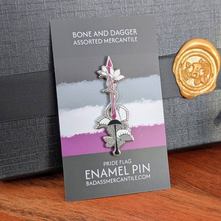 Asexual Pride Sword Enamel Pin for wholesale by Bone and Dagger Assorted Mercantile