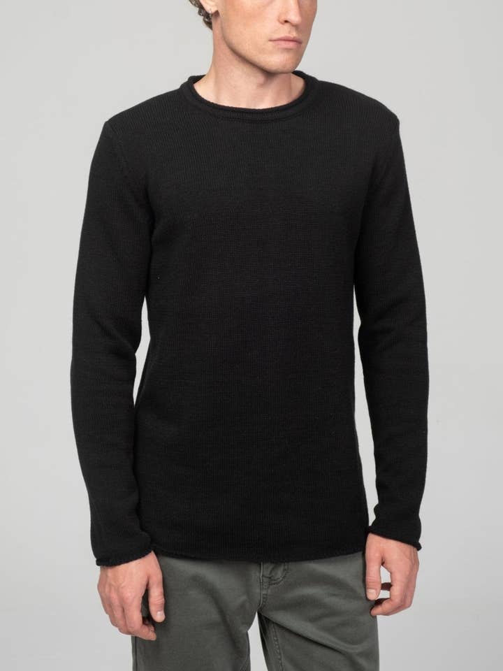 Men's Tube Soft Pullover Sweater - Black for wholesale by Ron Tomson