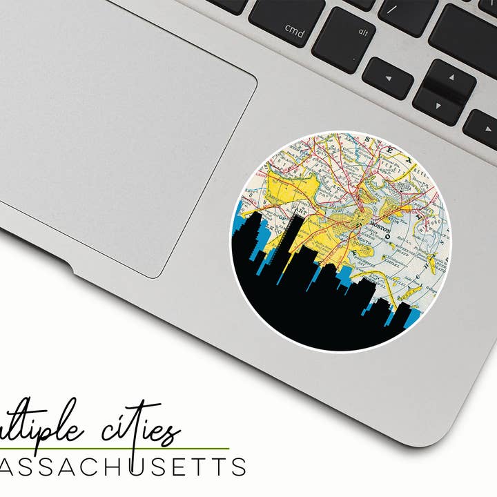 Autocollant horizon de la ville du Massachusetts | Plusieurs villes pour la vente par Paperfinch Design