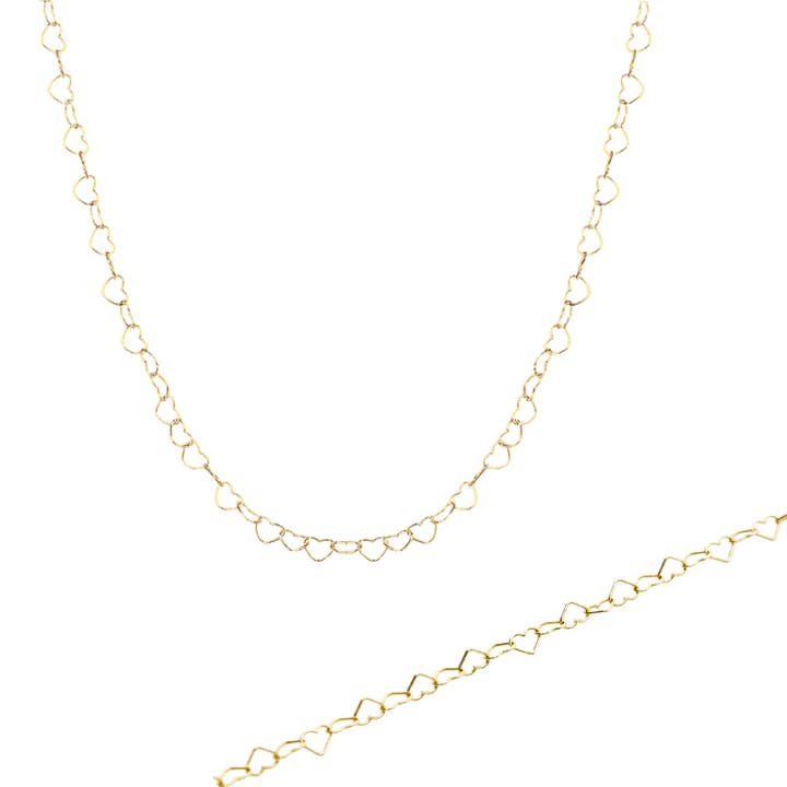 Love Heart Sterling Silver Chain Bracelet and Necklace Set for wholesale by Spero London