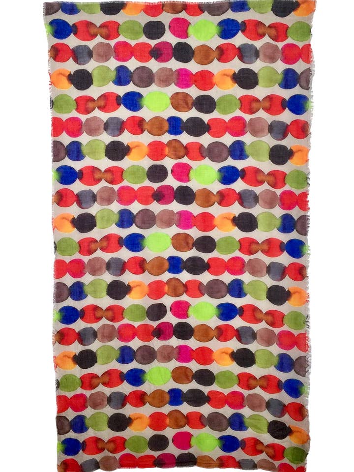 Bufanda de lana OTRACOSA con puntos de colores sobre beige - 4385 para venta al por mayor de OTRACOSA