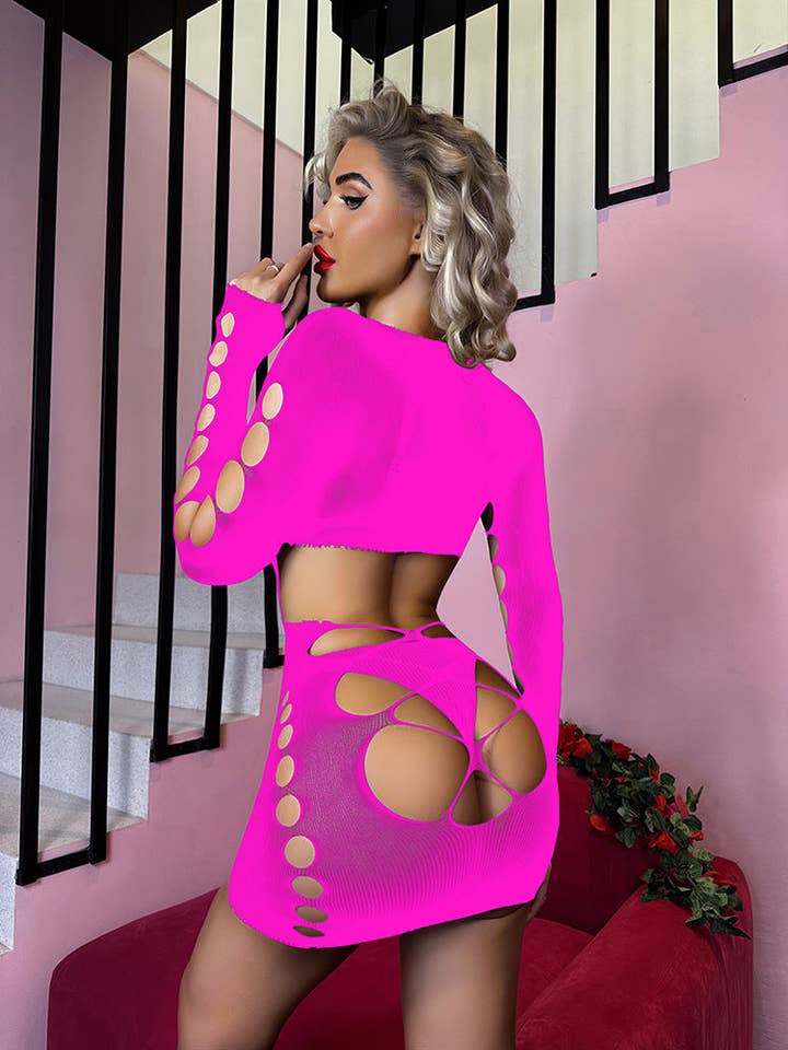 Sweetkama - Wholesale Lingerie Set - Women's - Sweetkama Fishnet Bodysuit Mesh Teddy Sexy Lingerie Dress16