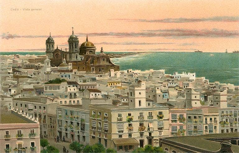 Found Image Press – Engroshandel Postkort – Postkort MF-508 Oversigt over Cadiz, Spanien0