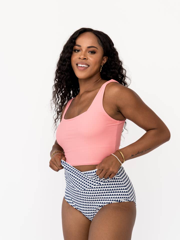 Coral Reef Swim - Wholesale Swim Top - Women's - Seaside Pink Square Neck Swim Top0