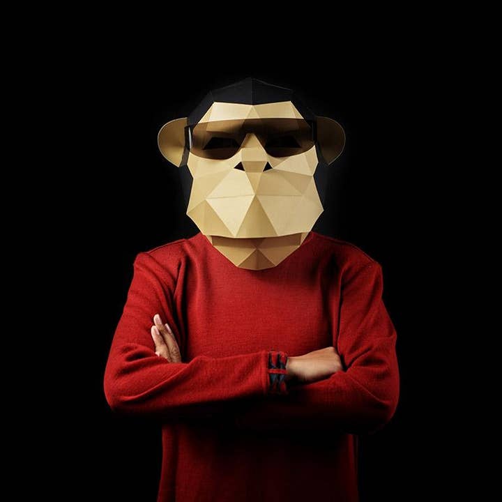 PAPERCRAFT WORLD – Kit de artesanato DIY por atacado – Máscara Origami Papercraft Gorilla2