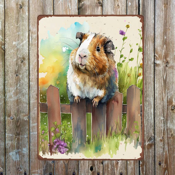 Metalen bordplaat van Guinea Pig Garden Art voor wholesale door The British Metal Signs Company