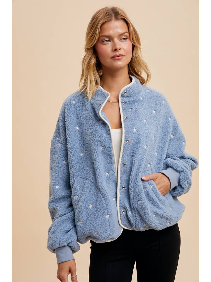 In Loom - Wholesale Jacket - Women's - SPECKLED EMBROIDERED SHERPA JACKET
