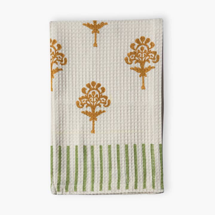 Baumwoll-Waffel-Küchentücher/ Geschirrtücher - Gelbbraun für den Großhandel von Banyan & Birch | Artisanal Home Linens