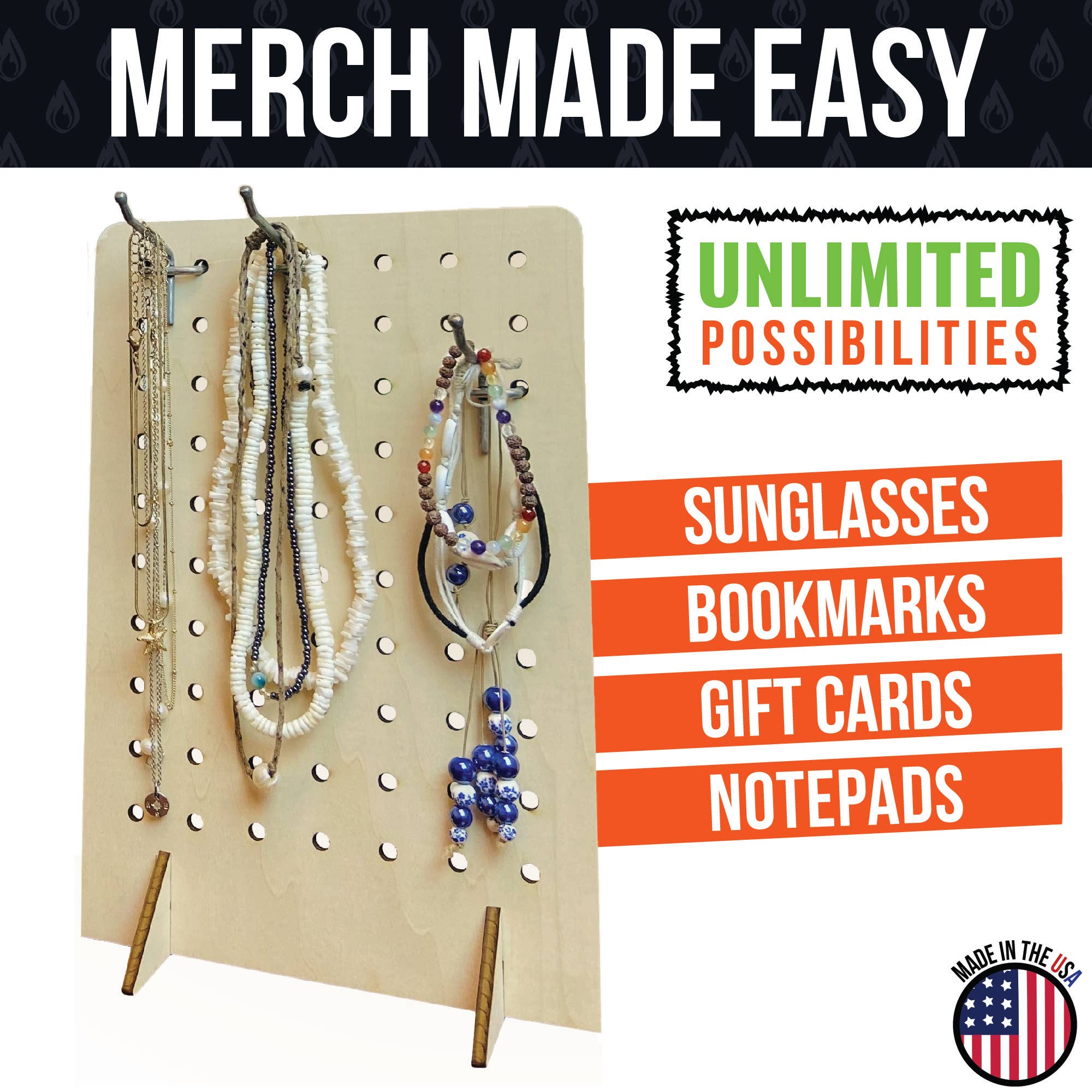 Torched Displays – wholesale Retailer display stand/case – Pegboard Display - Various Sizes and Colors27