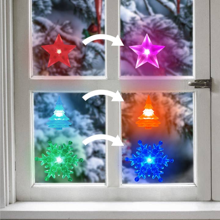 Alpine Corporation - Wholesale Christmas Decoration - Color Changing Window Decor w/ Suction Cup - Clip Strip of 6
