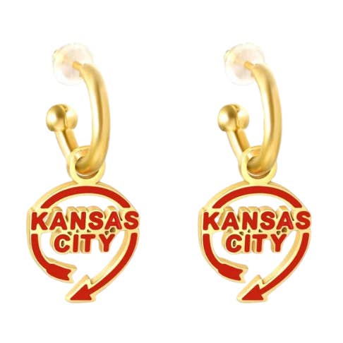 Boucles d'oreilles créoles Kansas City Auto Sign pour la vente par EB and Co.