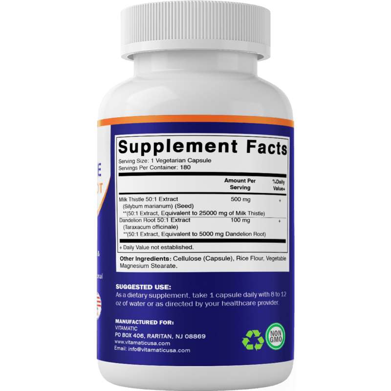 Vitamatic – wholesale Oral supplement/vitamin – Vitamatic | Milk Thistle 50:1 Extract | 180 Veg Capsules7