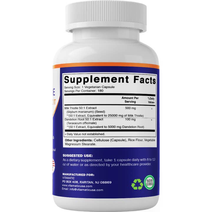 Vitamatic - Wholesale Oral Supplement/Vitamin - Vitamatic | Milk Thistle 50:1 Extract | 180 Veg Capsules7
