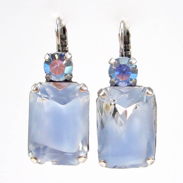 Unikat Glas Ohrringe Hellblau Rechteck Mit Kristallen für den Großhandel von SoHo Schmuckmanufaktur