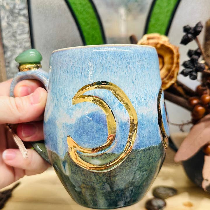 Carys Martin Ceramics - Wholesale Coffee Mug - Aventurine Triple Goddess Crystal Mug3