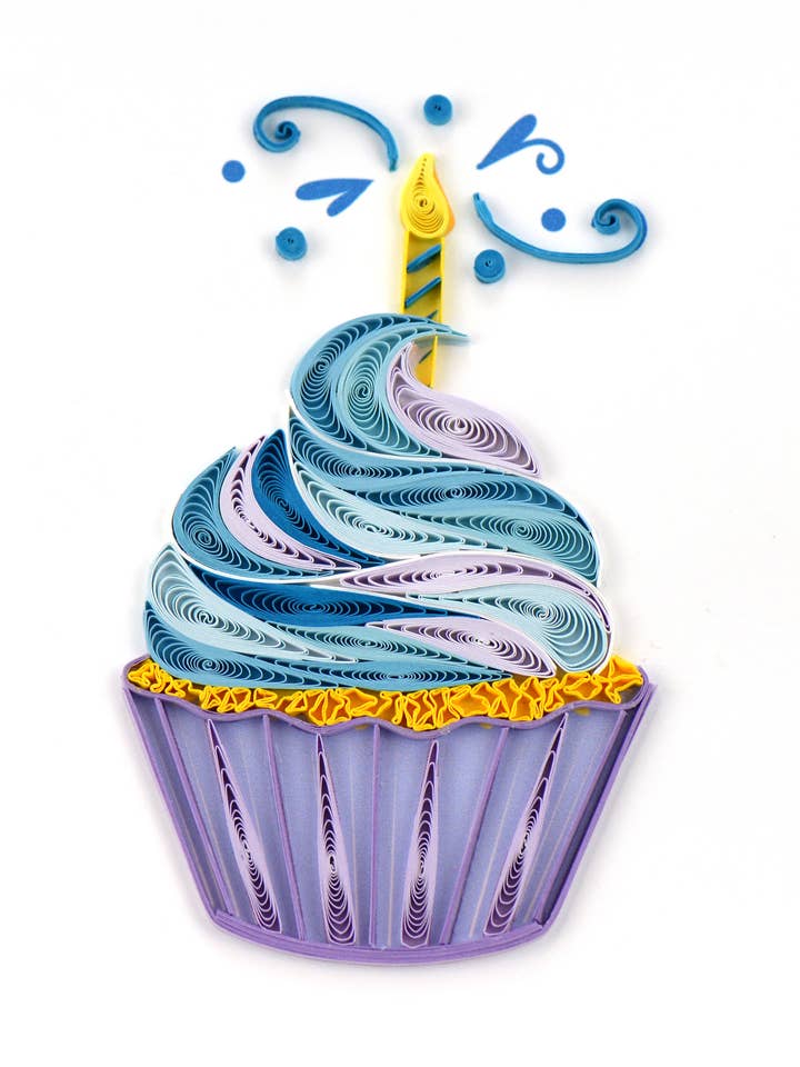 Cupcake de Aniversário - Cartão de Quilling, Cartão de Felicitações Feito à Mão por atacado de Second Nature Ltd