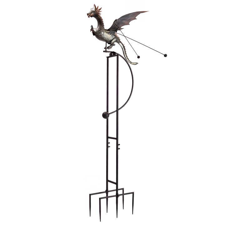 Rustic Metal Big Flying Dragon Rocker Stake for wholesale by Continental Art Center