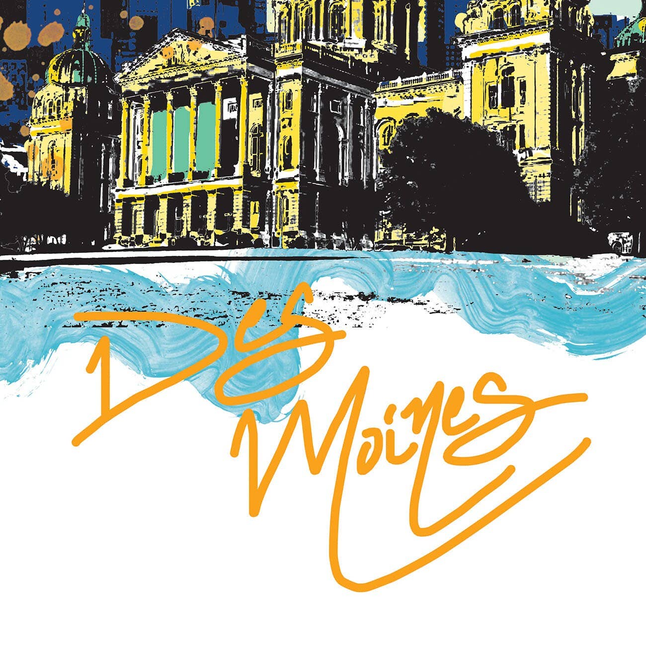 DreamMachine Prints - Wholesale Art Print - Des Moines Print, Des Moines Skyline, Des Moines Art, Des Moines Poster, Des Moines Watercolor, Des Moines Art Print, Des Moines Map, Iowa WCSymbol434