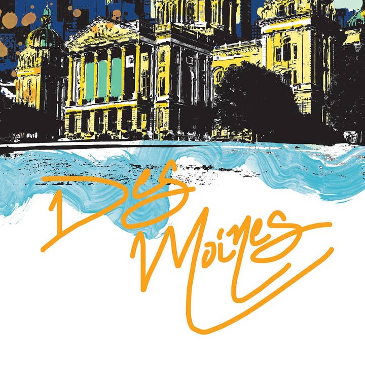 DreamMachine Prints - Wholesale Art Print - Des Moines Print, Des Moines Skyline, Des Moines Art, Des Moines Poster, Des Moines Watercolor, Des Moines Art Print, Des Moines Map, Iowa WCSymbol434