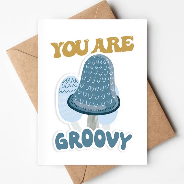 Groovy Écologique Carte Ami Célébrer Champignon Gourmand pour la vente par Jenna's Doodles
