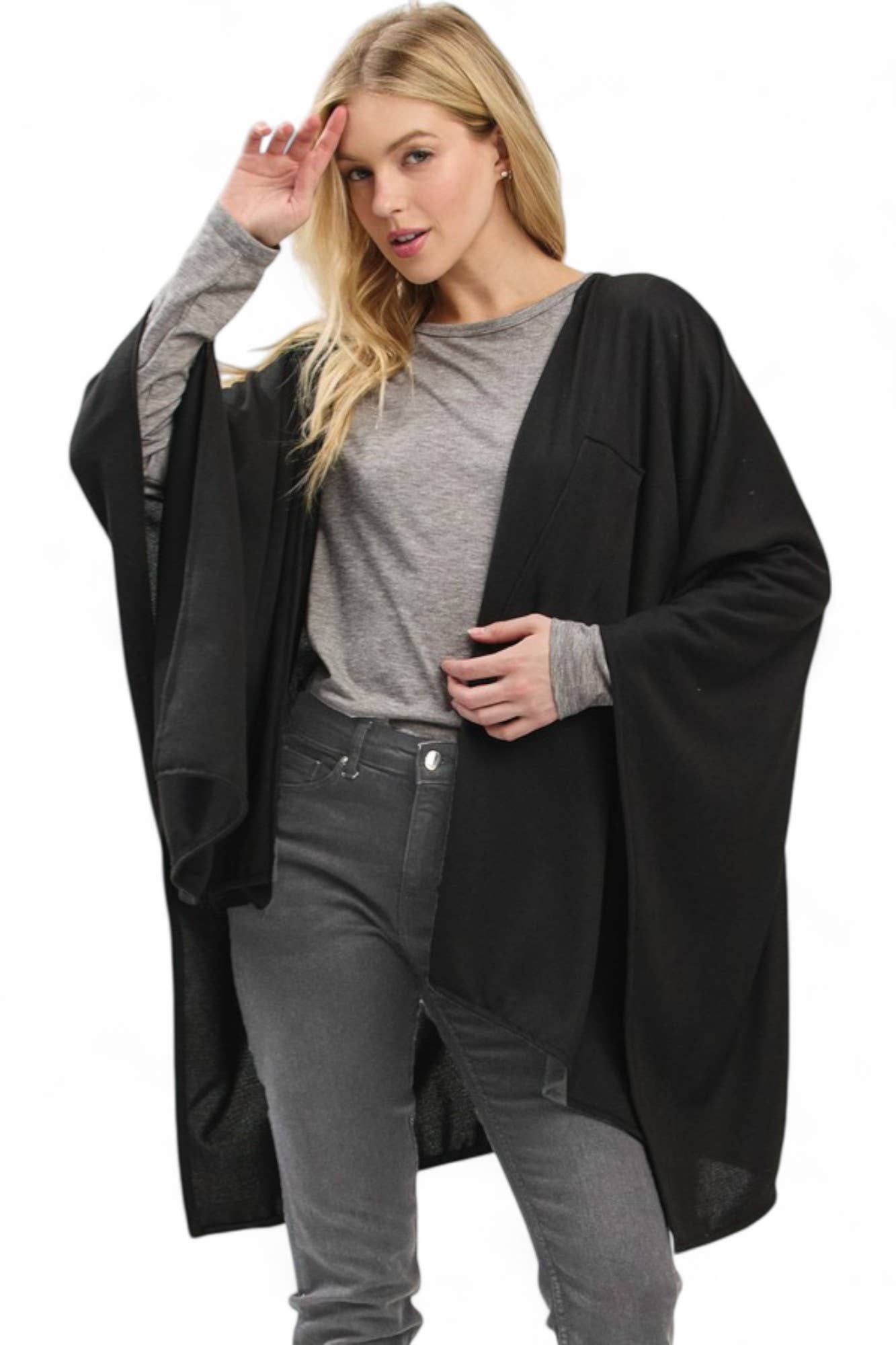 Artini Accessories - Wholesale Poncho - Women's - Solid Color Pull Through Shawl Wrap Poncho7
