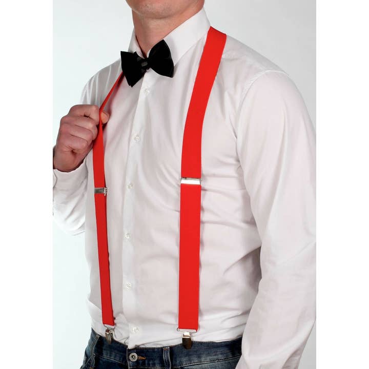 Red Suspenders Braces Prom Fancy Dress Gangster for wholesale by Stylex Party