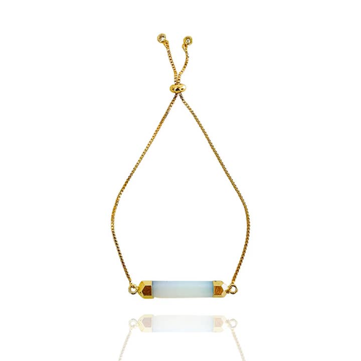 Opalite Crystal Bar Adjustable Bracelet - Gold Modern Layeri for wholesale by Hudson and Birch