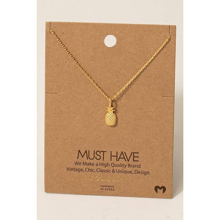Fame Accessories – Großhandel Kette mit Anhänger/Charm – Gold getauchte Ananas Anhänger Halskette