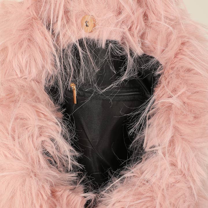 Fashion City - Wholesale Tote Bag - Unisex - Fluffy Faux Fur Tote Solid Color Shoulder Handbag8