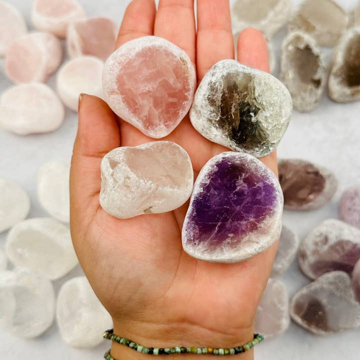 Rock Paradise - Wholesale Spiritual Stone/Crystal - Seer Stones Tumbled Crystal Quartz - Amethyst Smokey Rose
