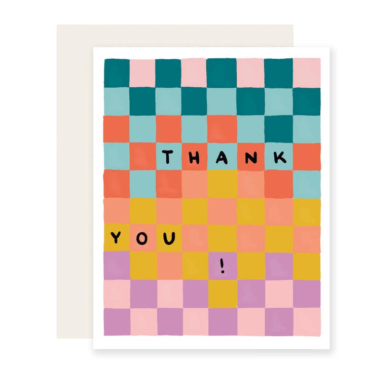 Checkerboard Thank You Card | Colorful Thank You Card for wholesale by Slightly Stationery