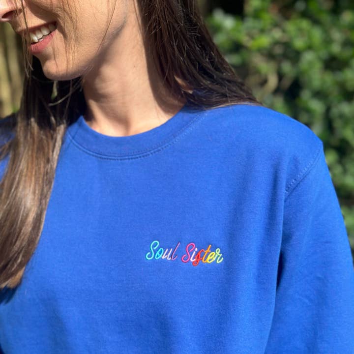 Geborduurd Rainbow Soul Sister sweatshirt voor wholesale door Percy and Nell Retail Limited