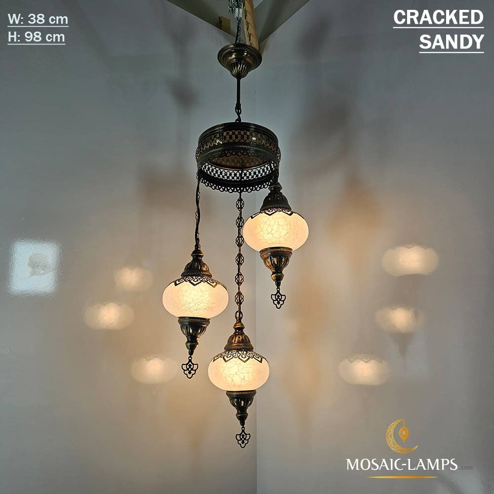 Mosaic Lamps - Wholesale Chandelier/Hanging Light - 3-Globe Ottoman Spiral Chandelier, Moroccan Turkish Style7