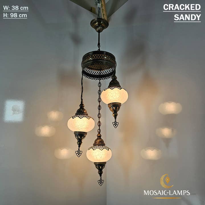 Mosaic Lamps - Wholesale Chandelier/Hanging Light - 3-Globe Ottoman Spiral Chandelier, Moroccan Turkish Style7