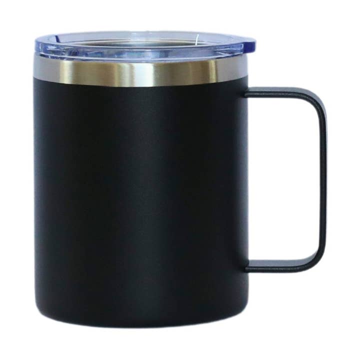 Mug de voyage en acier inoxydable 12 oz avec poignée - noir pour la vente par Creative Gifts International Inc.