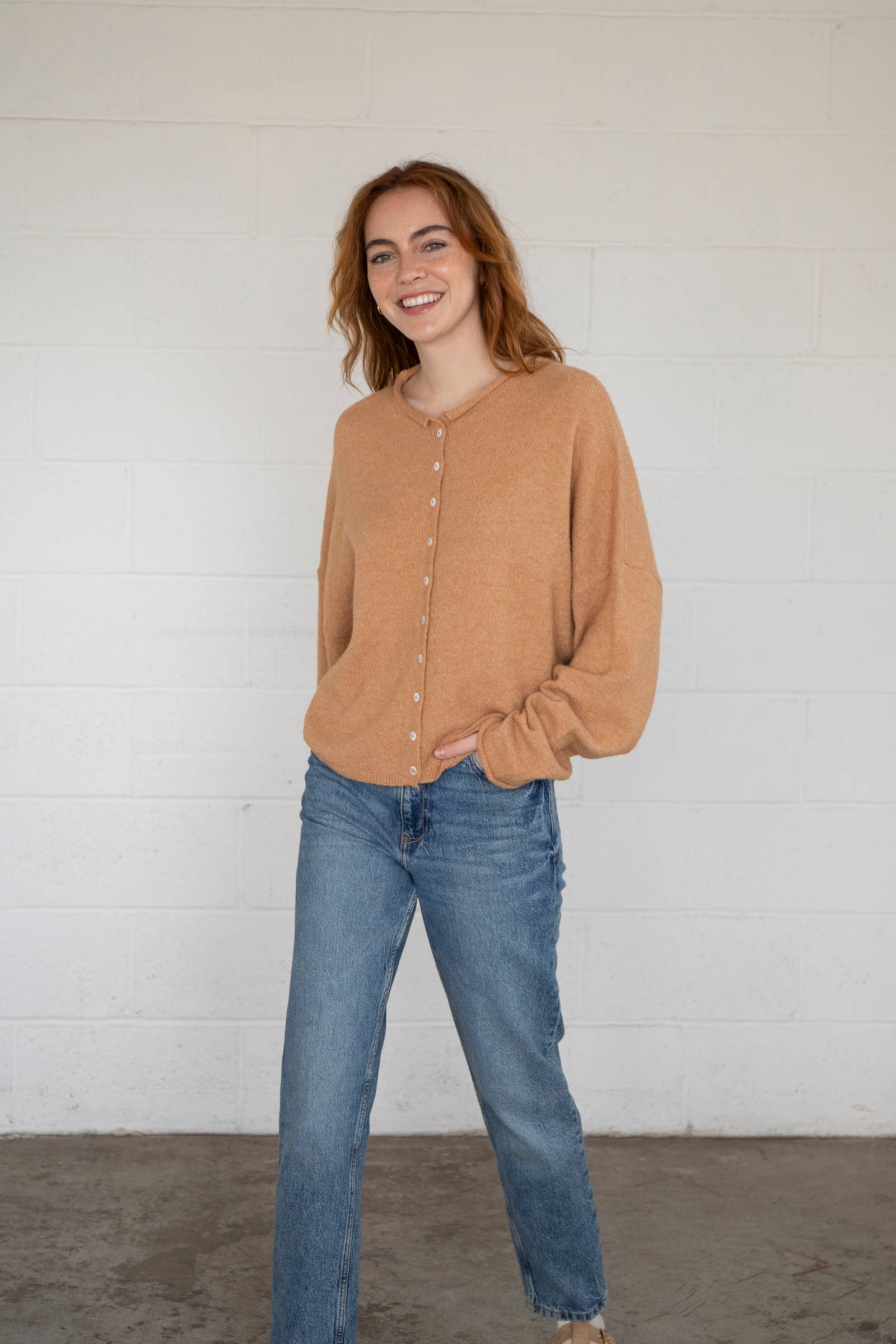 Camel Piper Cardigan for wholesale on Faire1